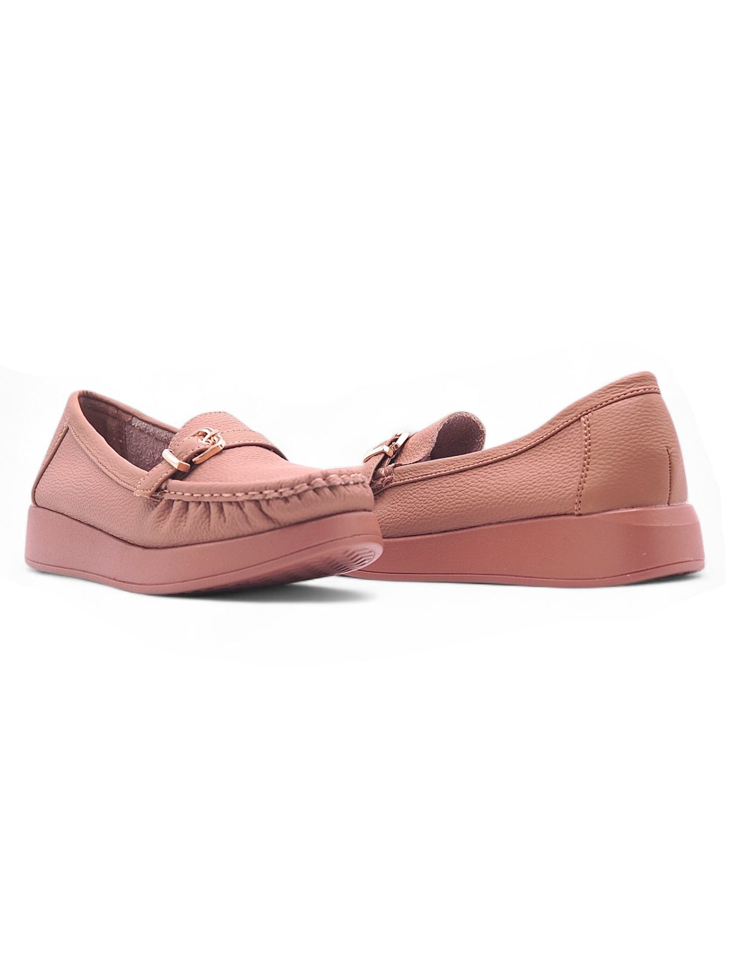 14014 - Mocasines Rosa de Piso con Detalle Metálico