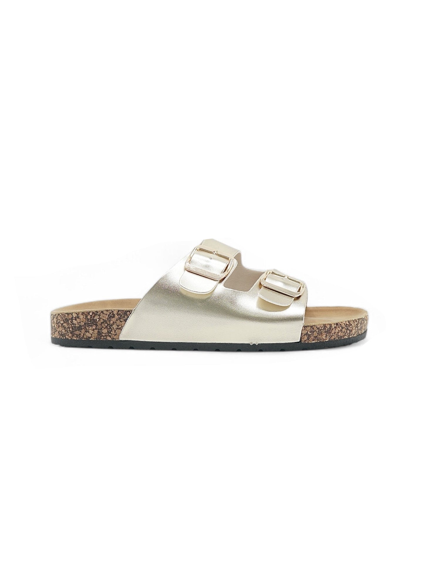 13988-Sandalias Planas de Mujer con Doble Hebilla