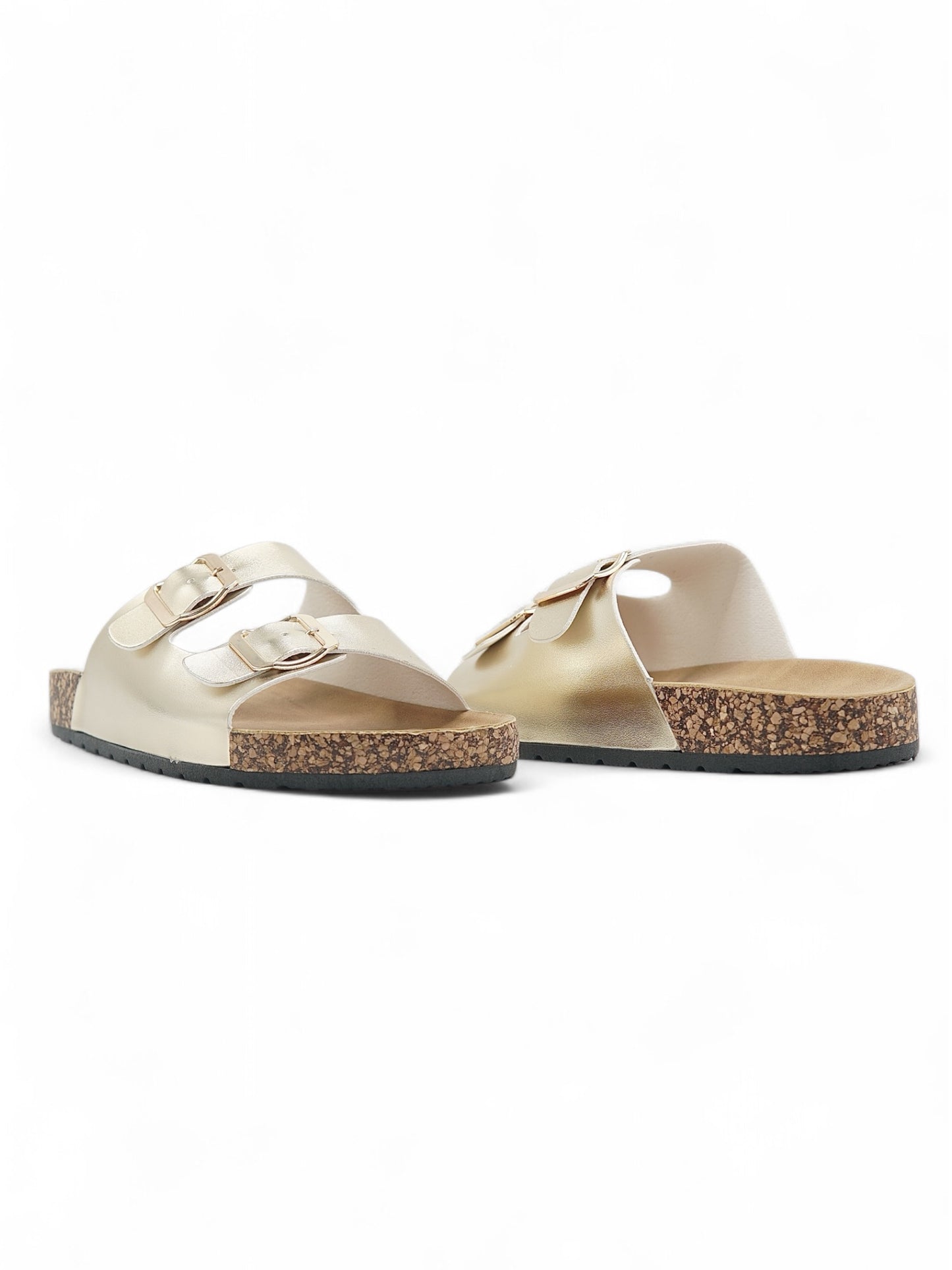 13988-Sandalias Planas de Mujer con Doble Hebilla