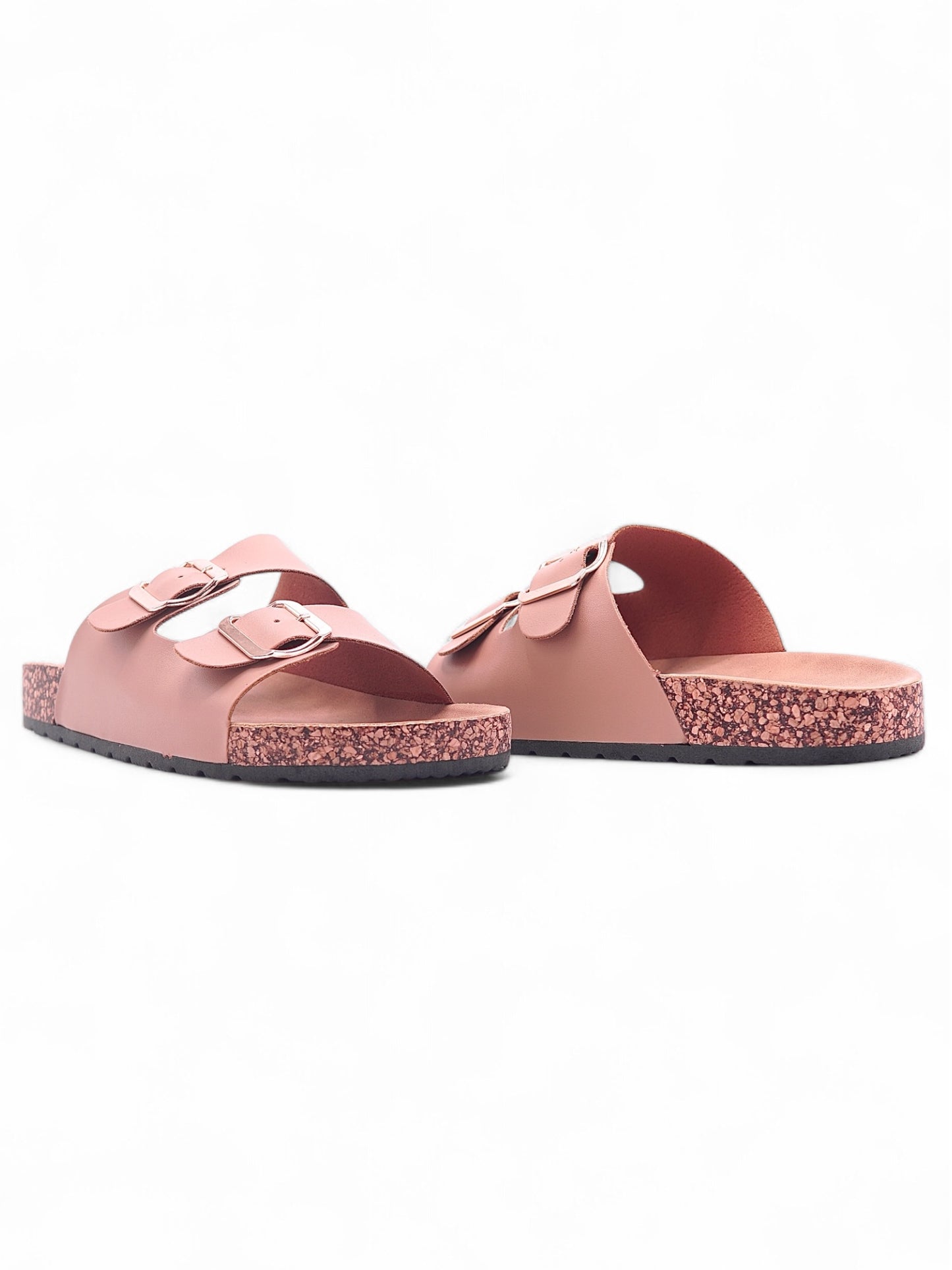 13987-Sandalias Planas de Mujer con Doble Hebilla
