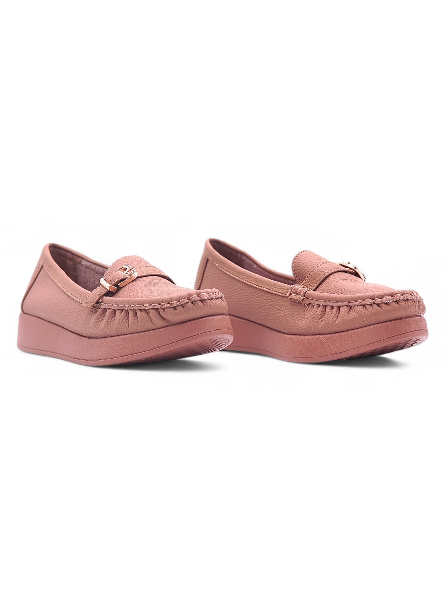 14014 - Mocasines Rosa de Piso con Detalle Metálico