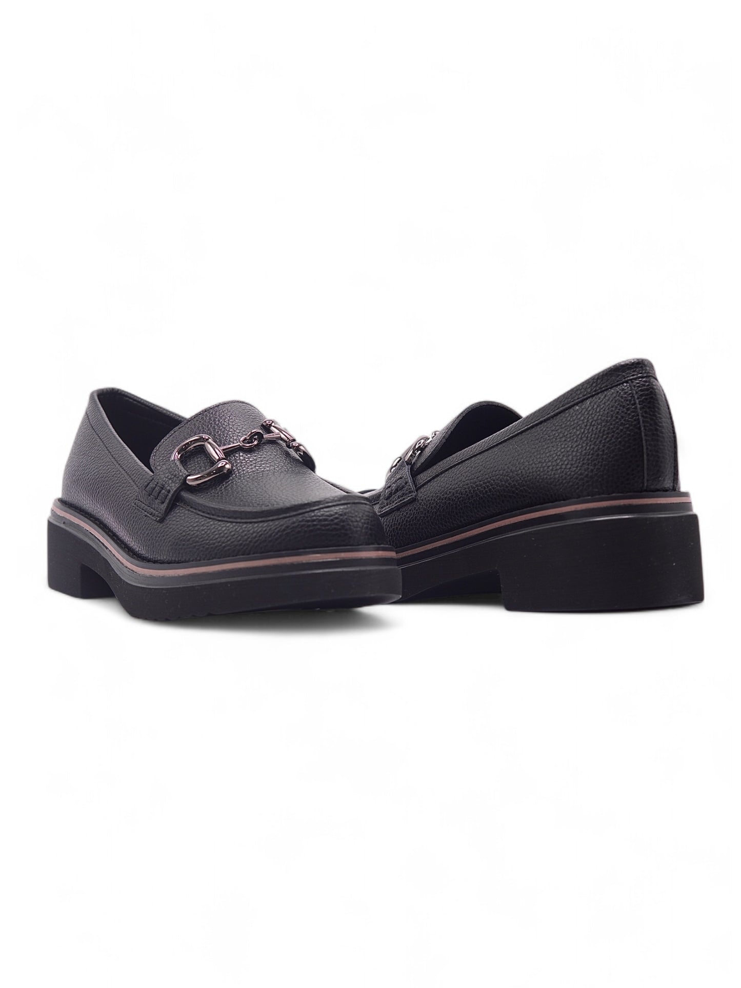 14067-Mocasines con Tacón Bajo y Adorno Metálico