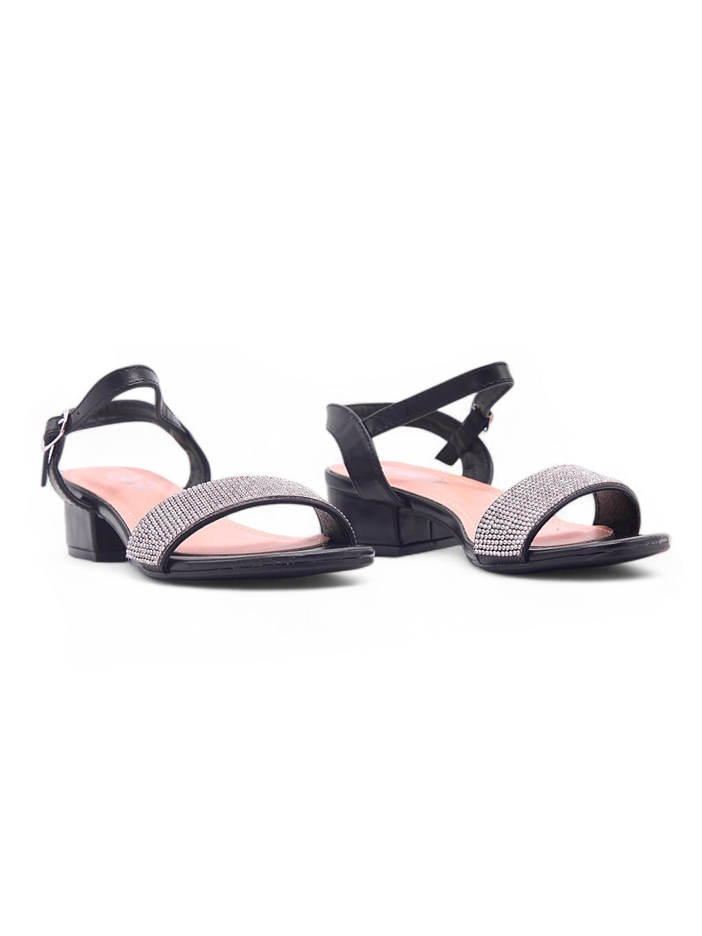 13994-Sandalias con Tacón Bajo y Pedrería