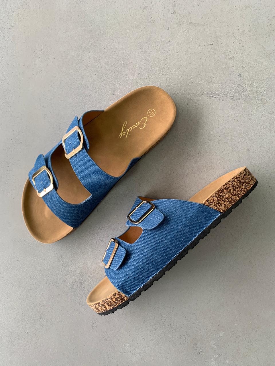 Sandalias Jeans 14311 Con Doble Hebilla Y Suela De Corcho Ligera Y Comoda Con Soporte Todo El Dia