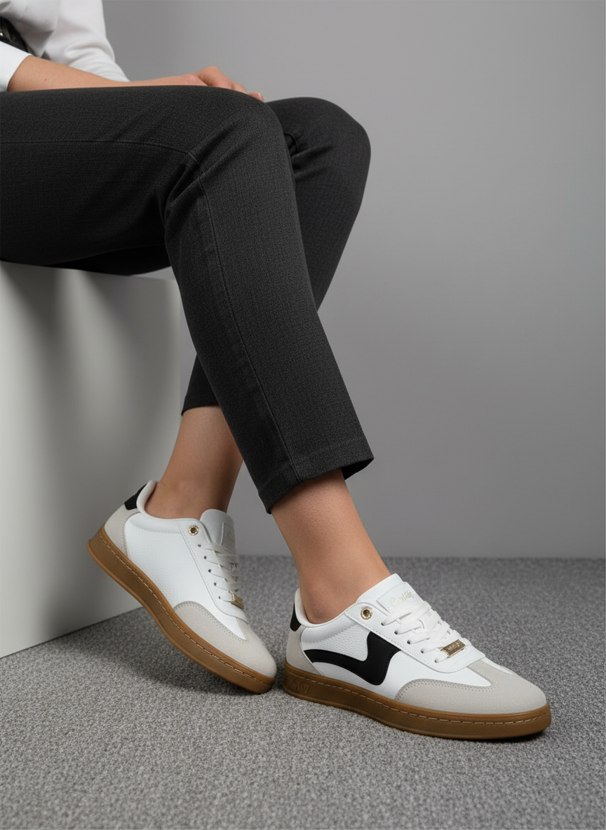 Zapatillas Equilibrio 14316 Estilo Versátil Y Comodidad Todo El Día Con Detalle Negro Y Suela Caramelo