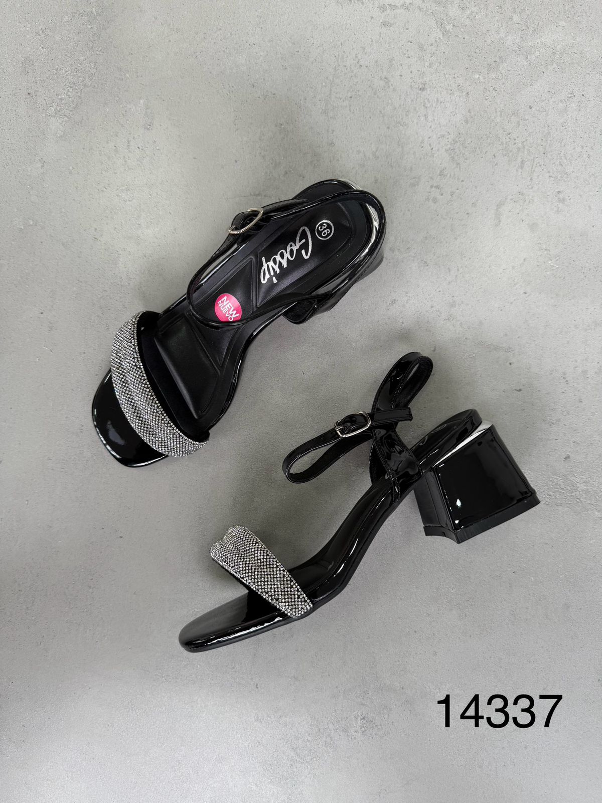 Sandalias Brillos Charol 14337 Pulsera Ajustable Al Tobillo Y Tacón Cuadrado Elegancia Y Brillo Para Momentos Especiales