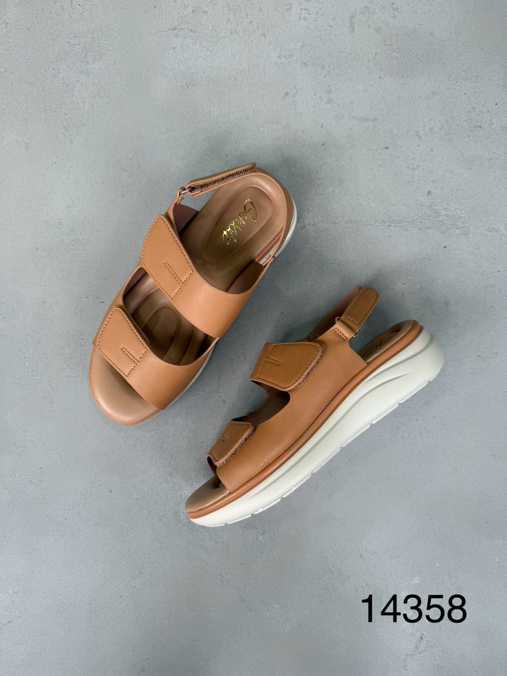 Sandalias Platforma Ergonómica Velcro Natural 14358 Con Pisada Suave Y Estable Duradera