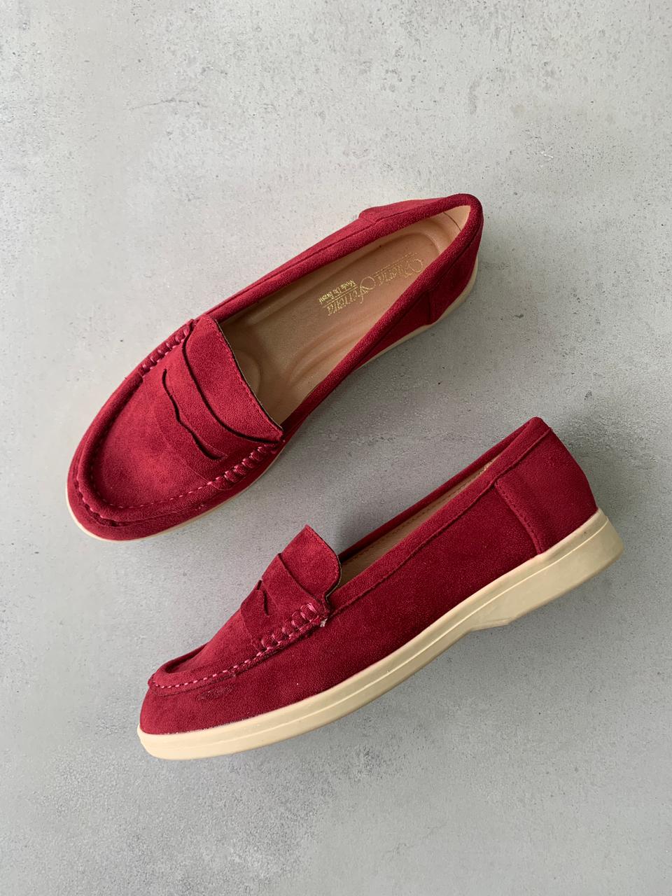 Mocasines Burdeos Gamuza Clásico 14452 Elegancia Atemporal Y Comodidad Moderna Todo El Día