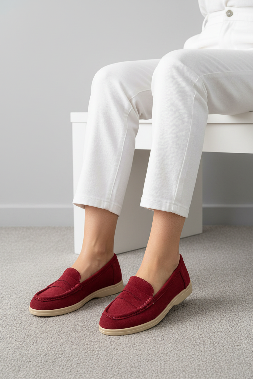 Mocasines Burdeos Gamuza Clásico 14452 Elegancia Atemporal Y Comodidad Moderna Todo El Día