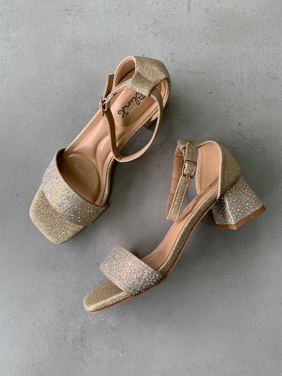 Sandalias Brillo Cuadrado 14466 Elegantes y Cómodas para Fiestas Bodas y Ocasiones Especiales