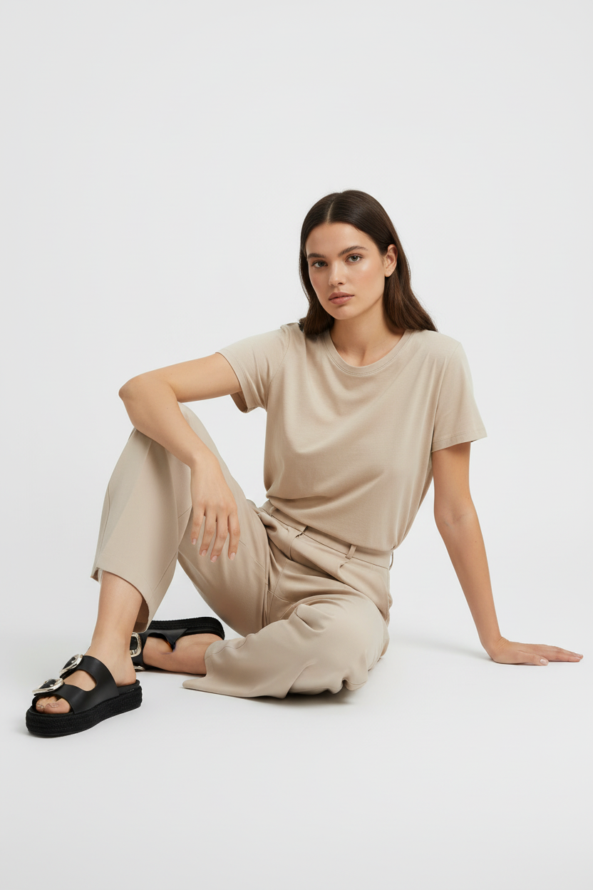 Sandalias Negras con Plataforma Tejida y Hebillas Doradas para Estilo Moderno – 14507