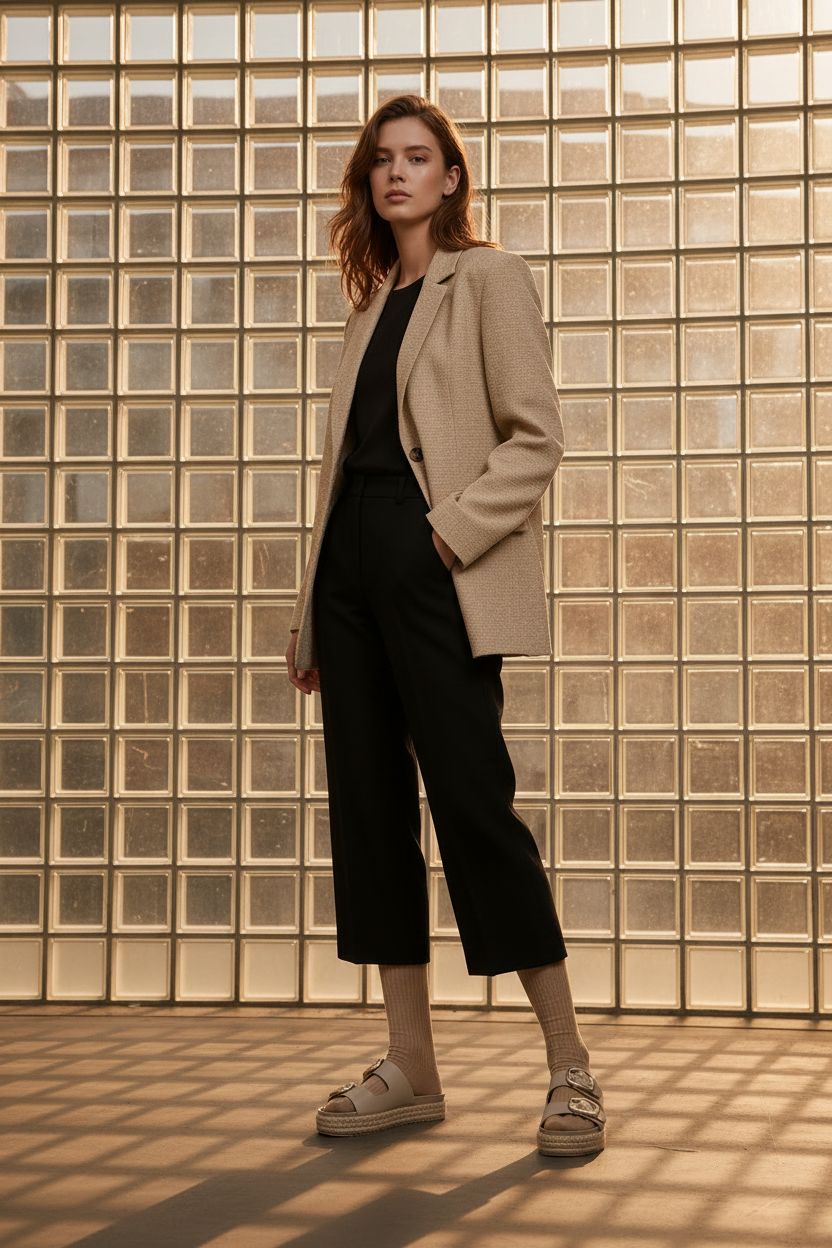 Sandalias Beige Con Doble Hebilla Y Plataforma Forrada En Yute Para Uso Diario - 14508