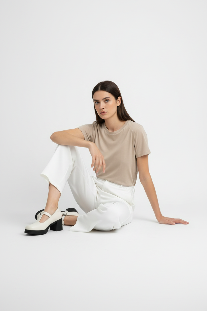 Mary Jane Blanco Con Plataforma Y Correa Ajustable Estilo Clásico Para Mujer - 14514