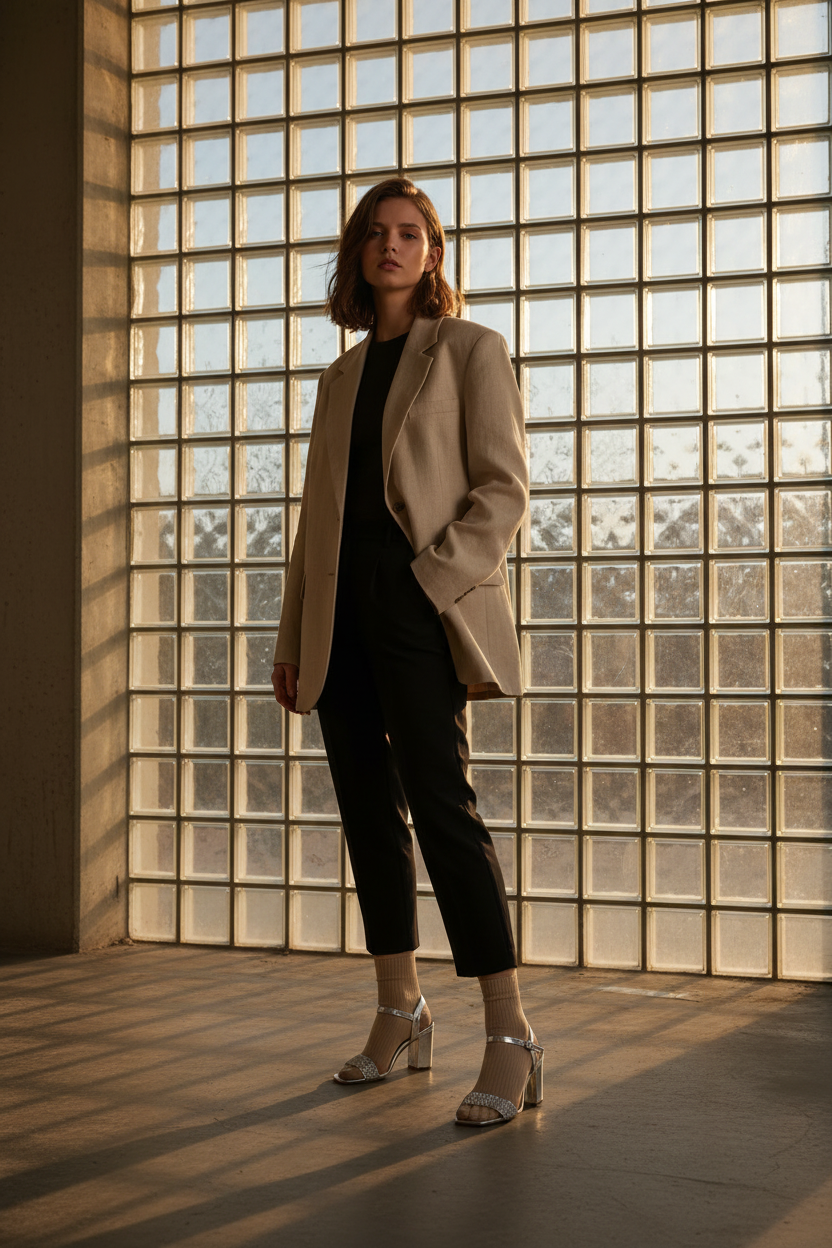 Sandalias Plateadas Con Tacón Alto Y Correa Ajustable Elegante Y Moderno - 14519