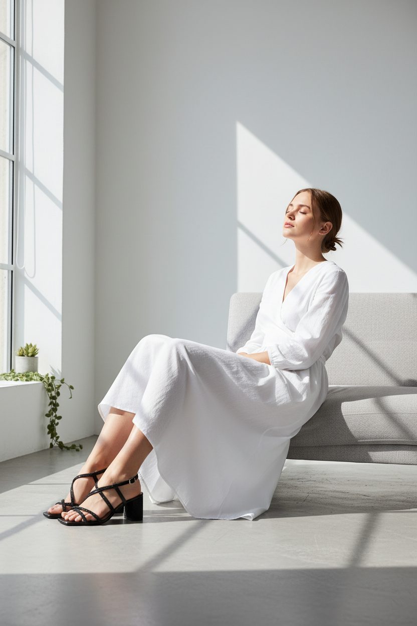 Sandalia de Tacón Negra con Tiras Brillantes Detalle Glamour Diseño Elegante – 14532