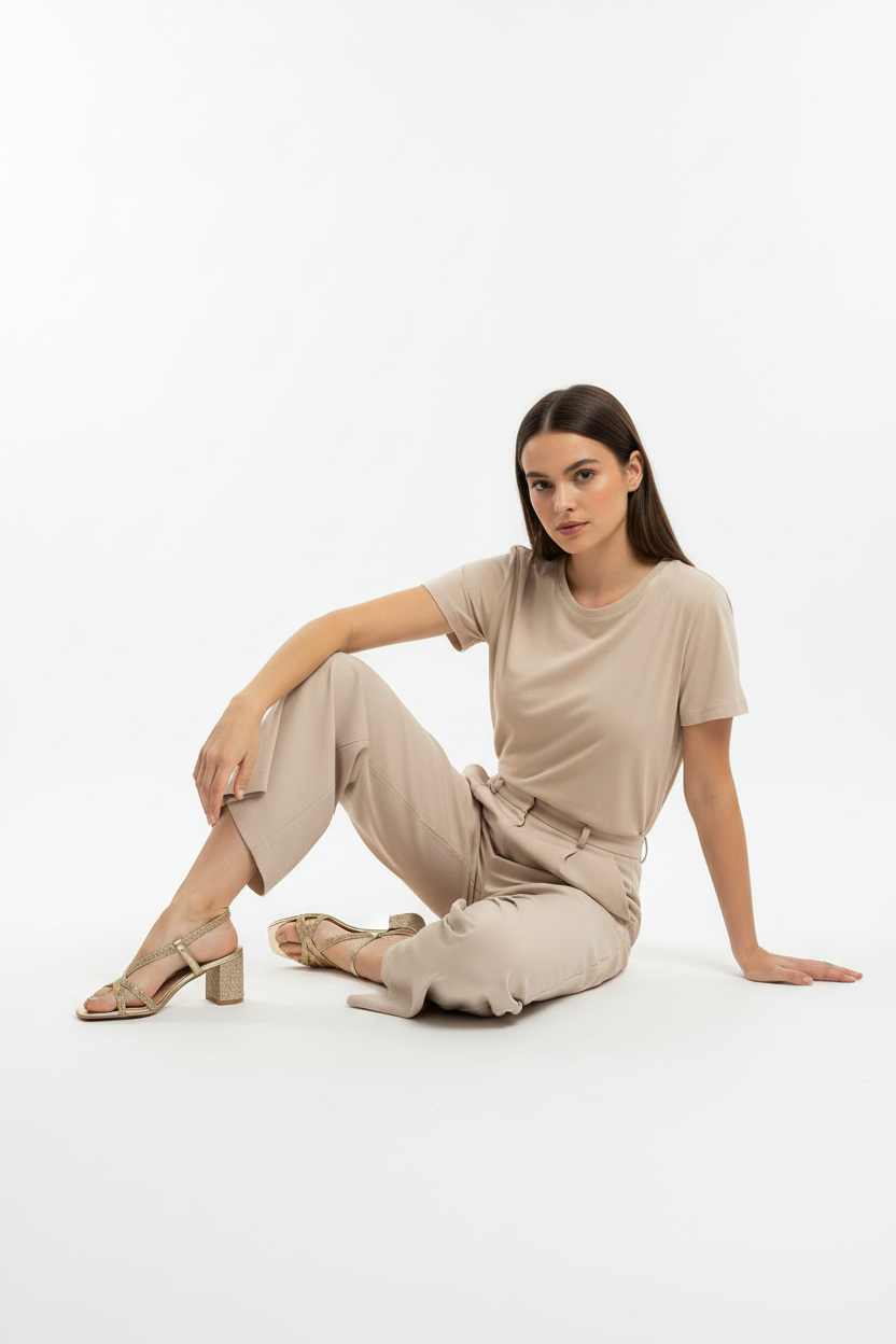 Sandalias Doradas De Tacón Cuadrado Con Tiras Cruzadas Elegancia Brillante Y Estilo Sofisticado - 14533