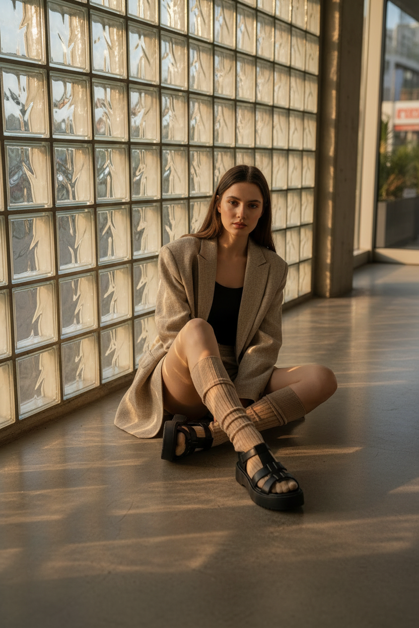 Sandalias Negras Con Plataforma Tiras Gruesas Y Hebilla Lateral Ajustable - 14717