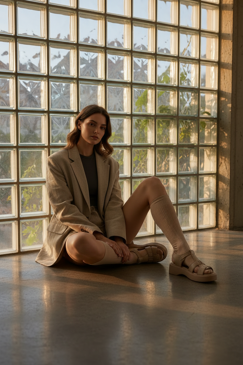 Sandalias Beige con Correas Ajustables y Plataforma Chunky de Altura y Comodidad - 14719