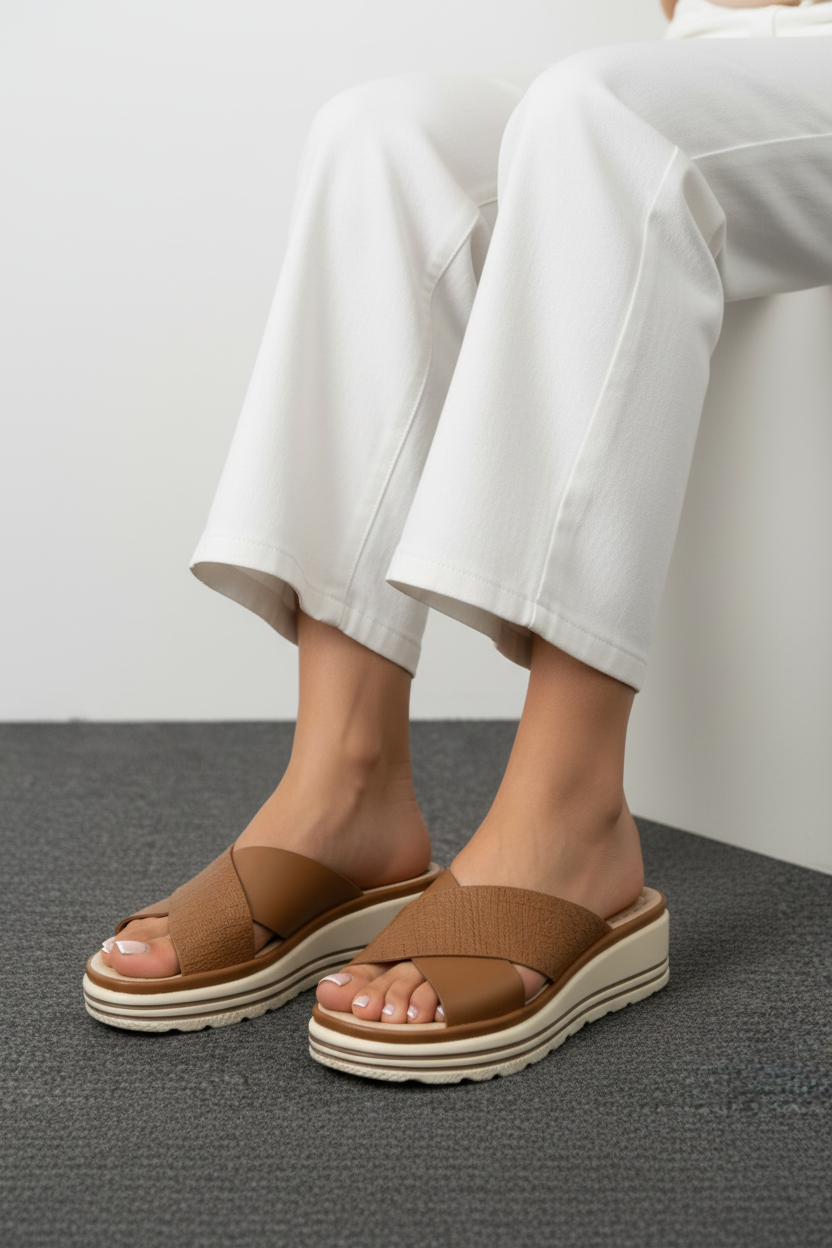 Sandalias De Plataforma Cruce Frontal 14039 Confort Duradero Y Estilo Femenino