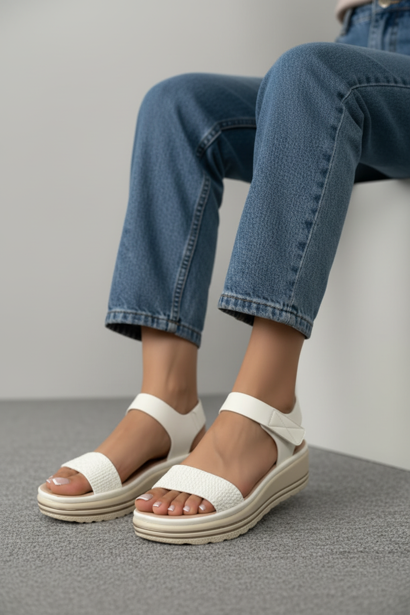 Sandalias De Plataforma Con Tira Elástica 14037 Para Mujer Con Estilo Minimalista Y Comodidad Superior