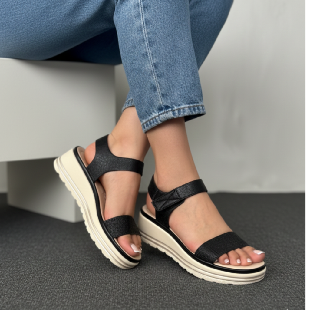 Sandalias De Plataforma Bicolor Con Tira Ajustable 14035 Con Estilo Activo Y Comodidad Duradera