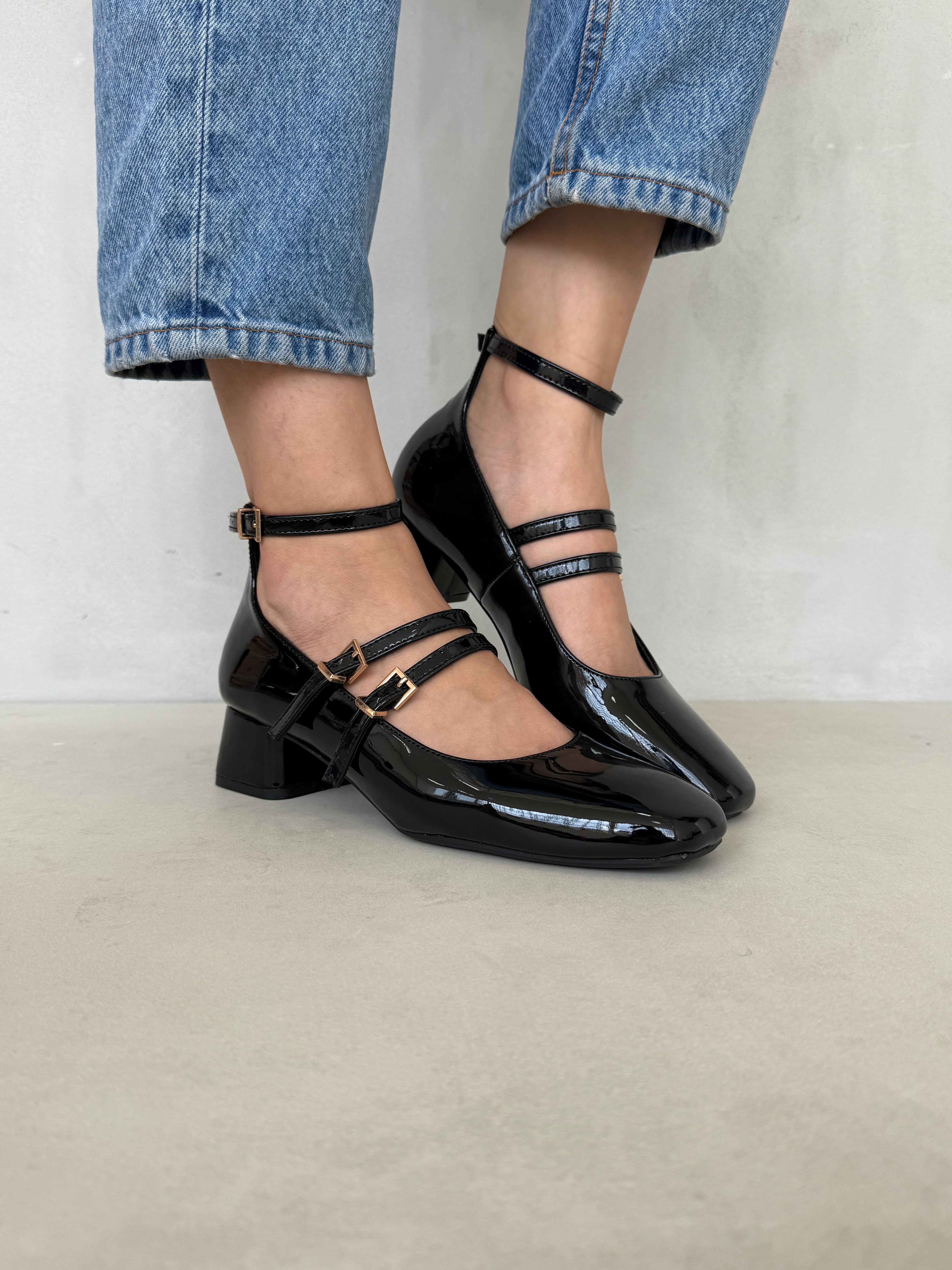 Mary Jane Charol Doble Correa 14313 Con Tacón Bajo Cuadrado Elegante Y Cómoda Para Todo Día