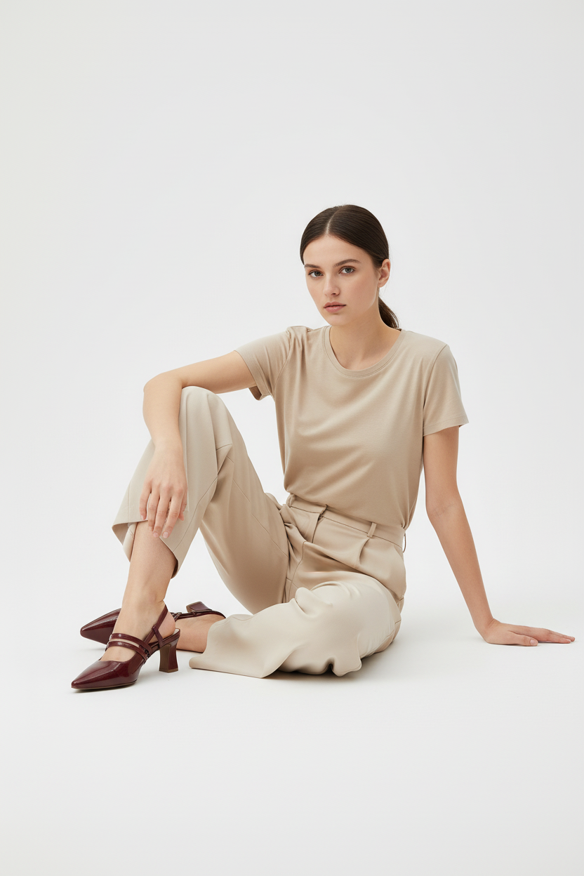 Tacones Burdeos De Charol Con Tiras Delgadas Y Hebillas Metálicas Brillantes - 14580