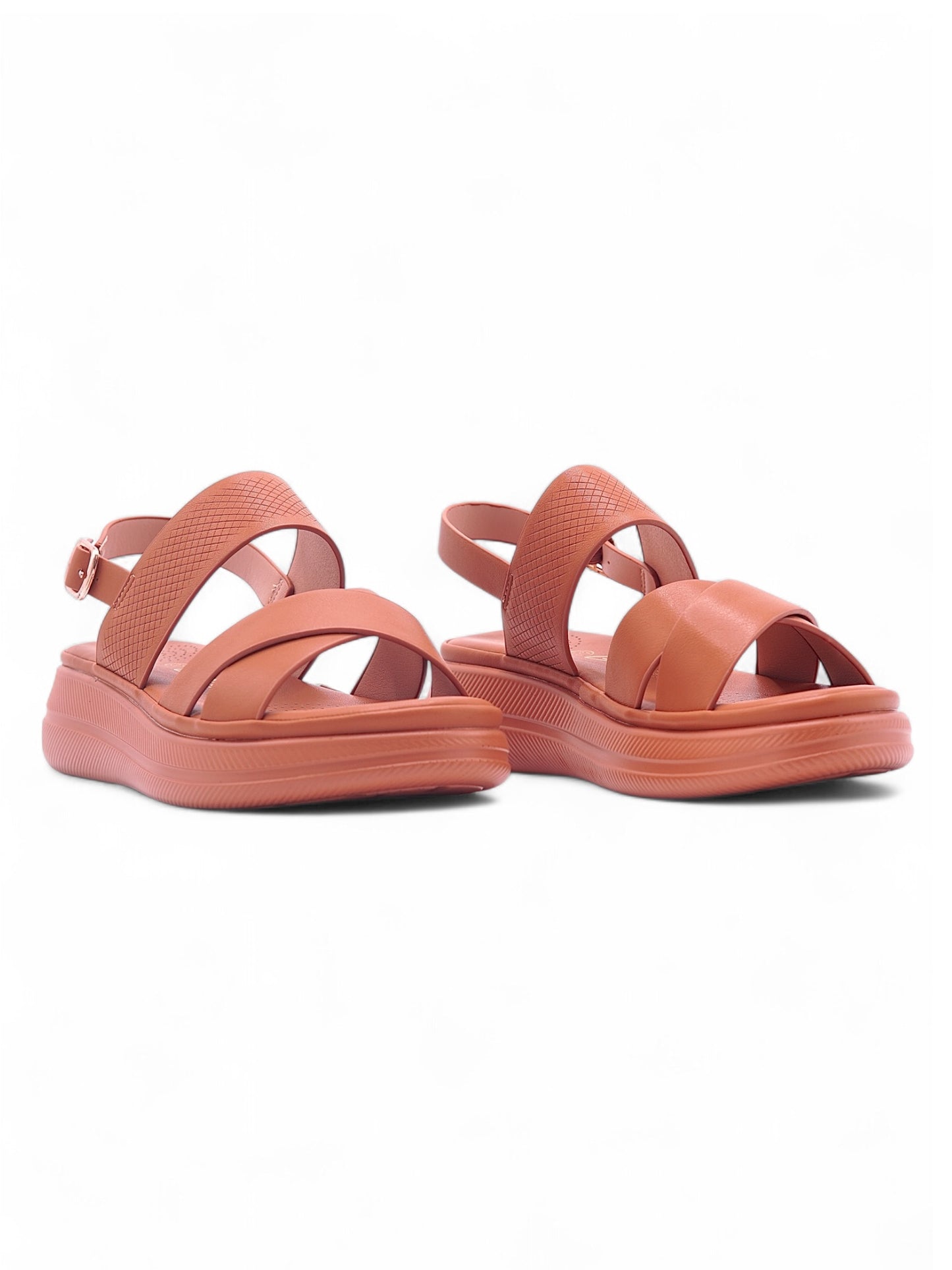 14027-Sandalias de Mujer con Plataforma y Doble Tira Cruzada