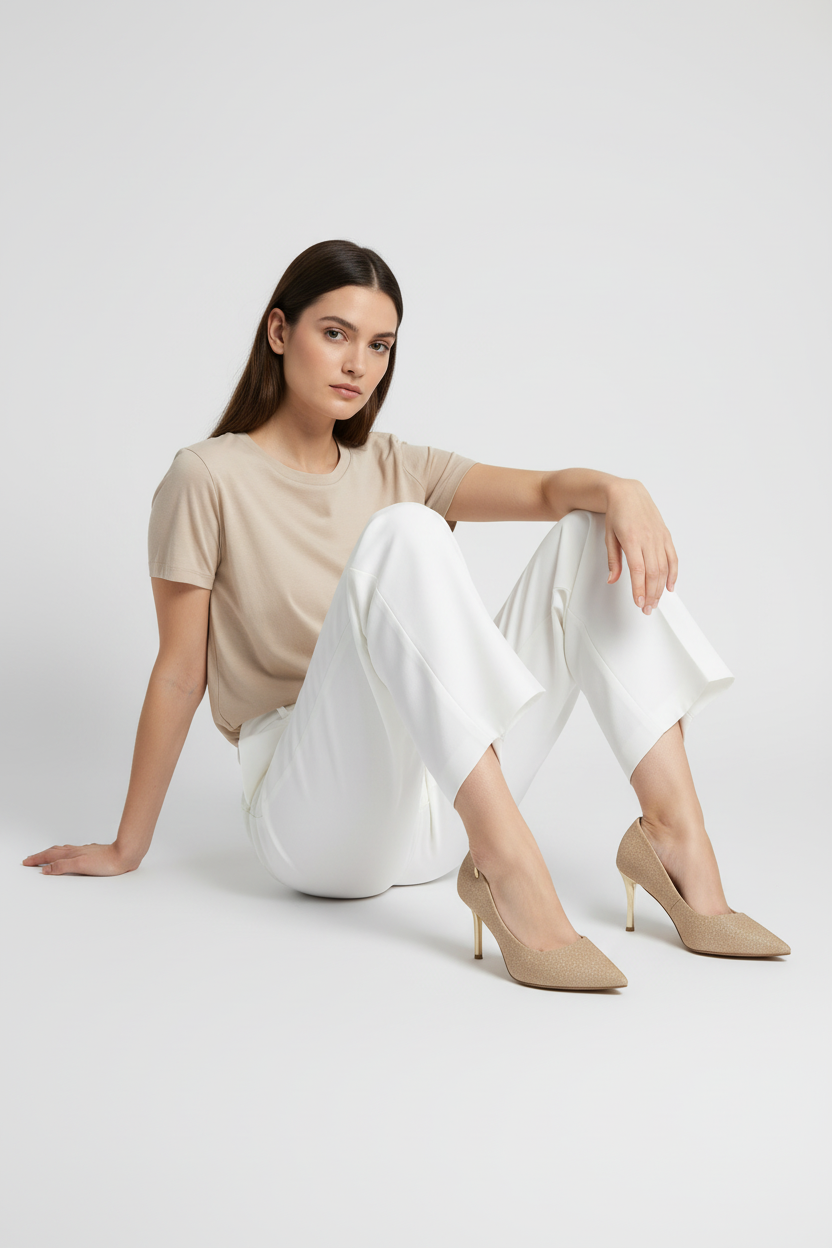 Tacones Dorados Con Brillo Fino Y Tacón Delgado Punta Estilizada Acabado Brillante – 14577