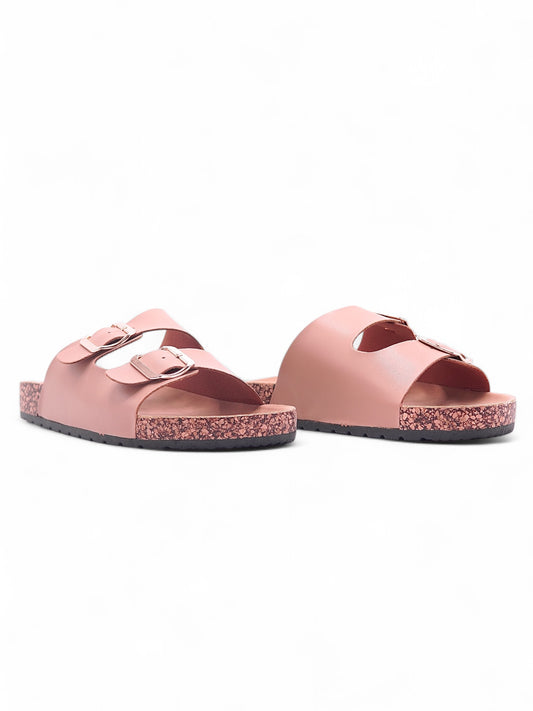13987-Sandalias Planas de Mujer con Doble Hebilla