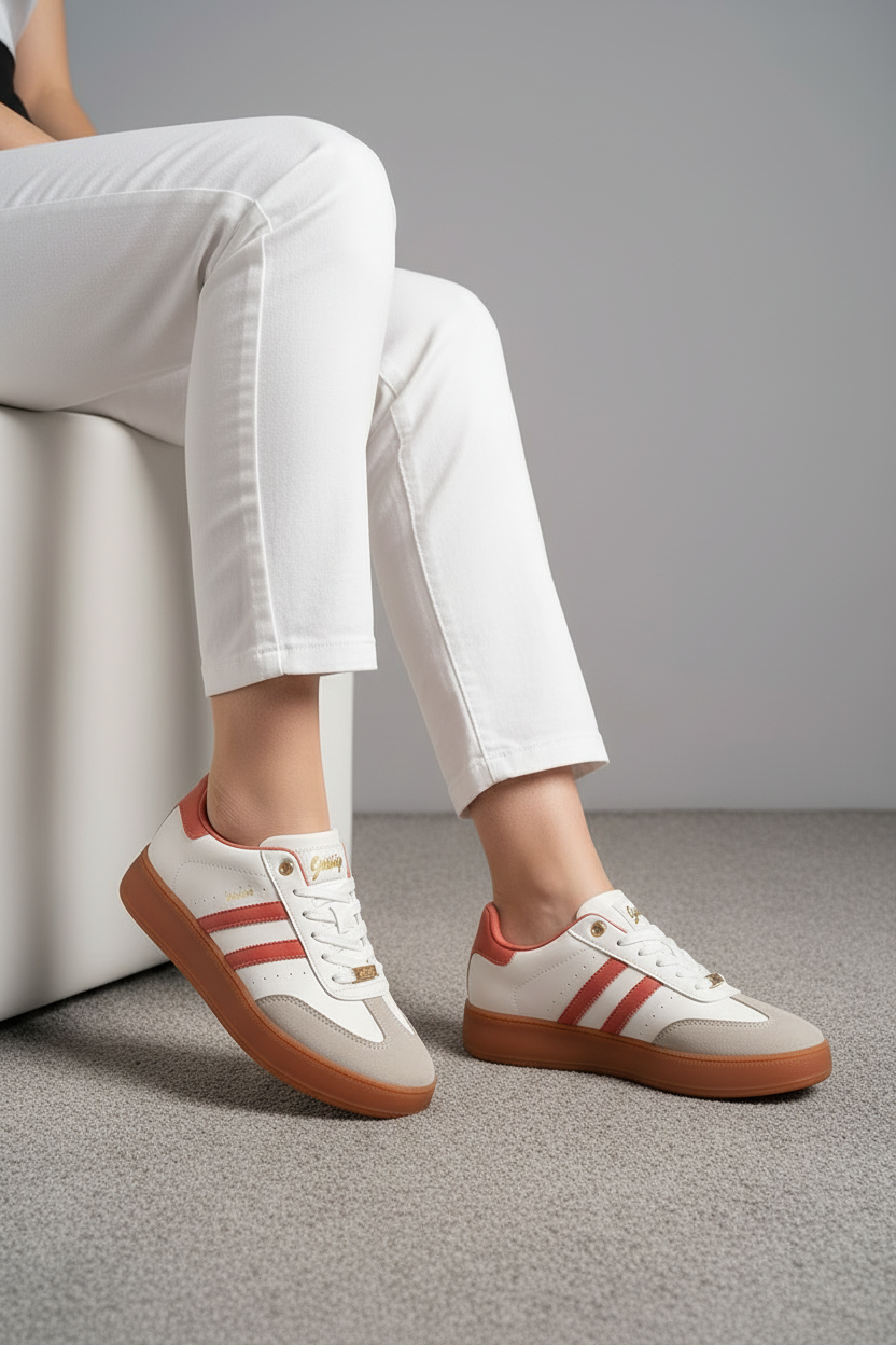 Tenis Casual Mujer Tonos Negro Blanco Gris Urbano Suela Contraste Marrón – 13373