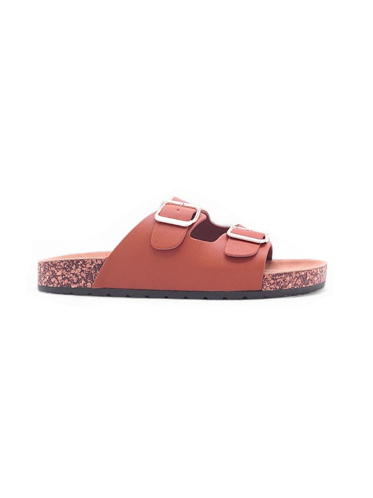 13986-Sandalias Planas de Mujer con Doble Hebilla