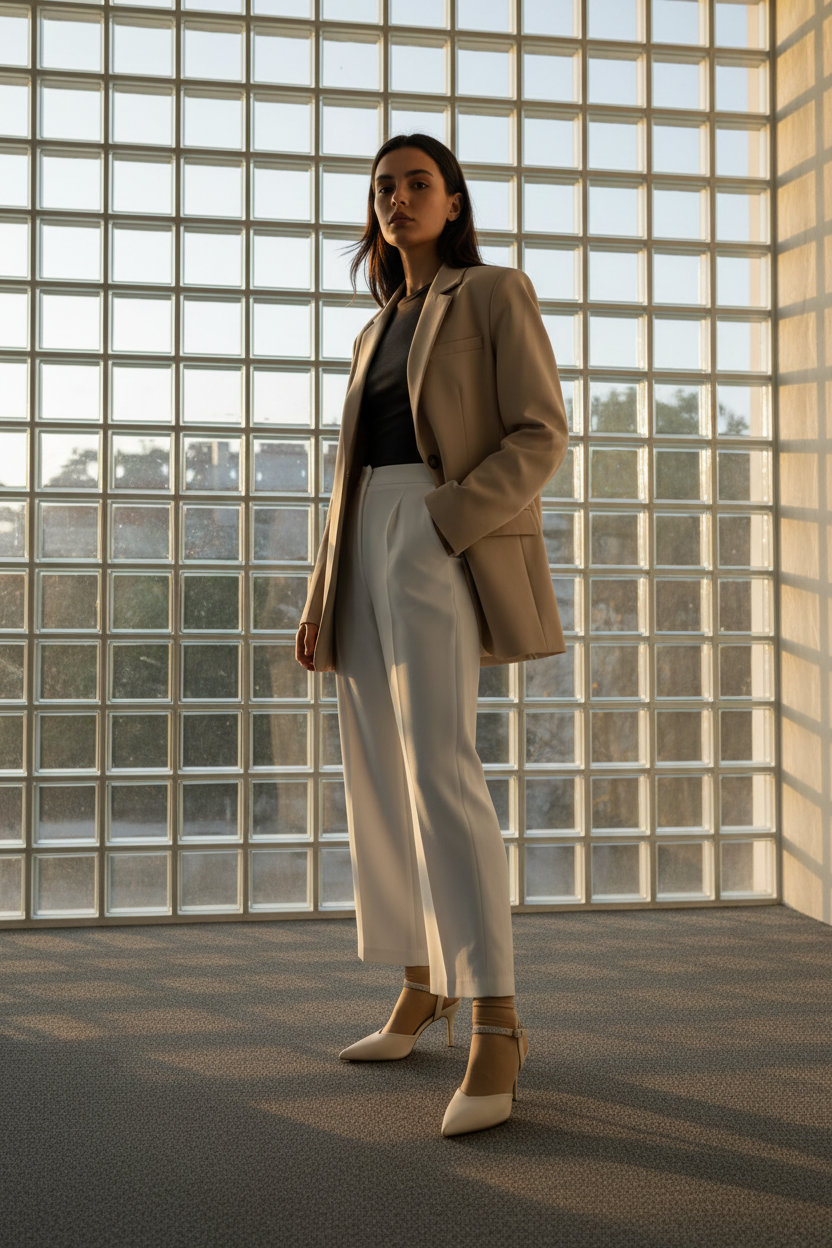 Tacones Beige Con Punta Fina Y Pulsera Ajustable Con Silueta Estilizada Para Vestir - 14570