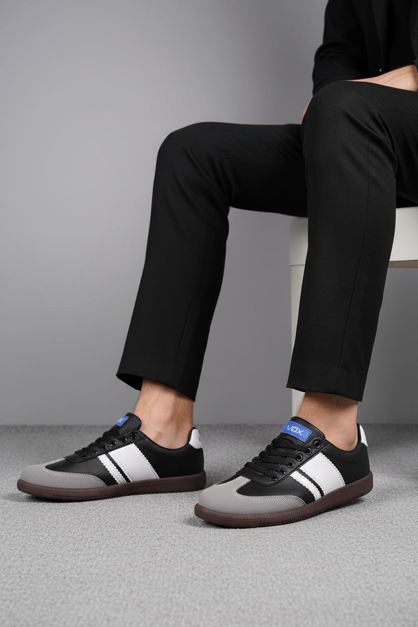 Tenis Casual Gris Claro con Detalles Rosa Pastel Estilo Retro Urbano para Dama - 13405