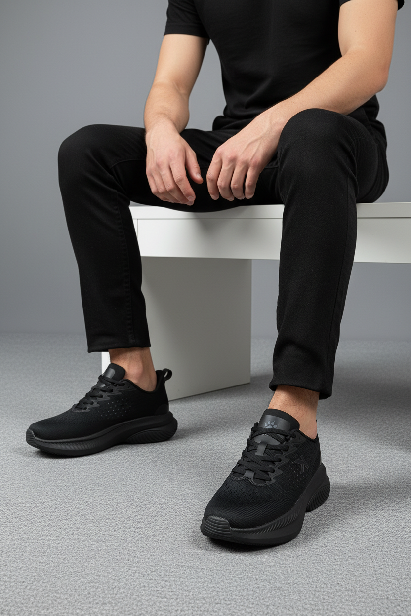 Tenis Negro Kelme Con Malla Textil Flexible Y Suela De Goma Expandida Para Uso Diario – 14240