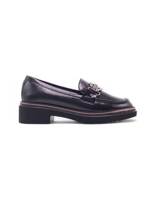 14068-Mocasines con Tacón Bajo y Adorno Metálico