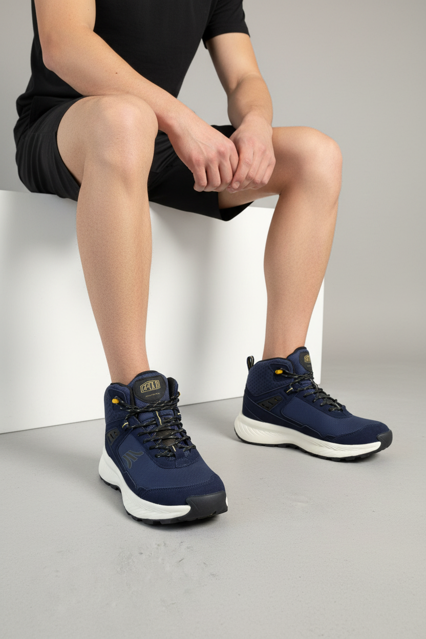 Zapato urbano para hombre en azul intenso con acabado brillante y cierre práctico - 14639