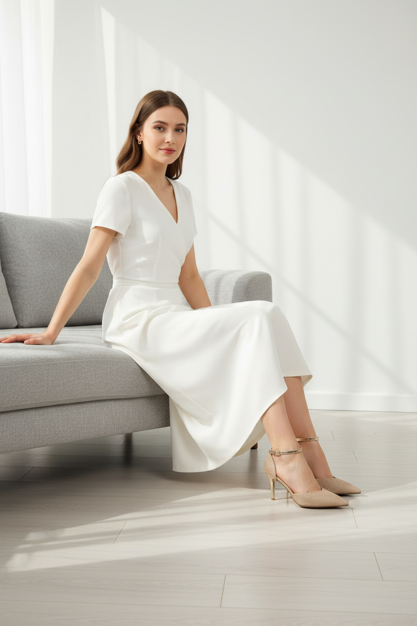 Tacones Dorados Con Punta Fina Y Pulsera Ajustable Acabado Brillante Estilo Elegante - 14574