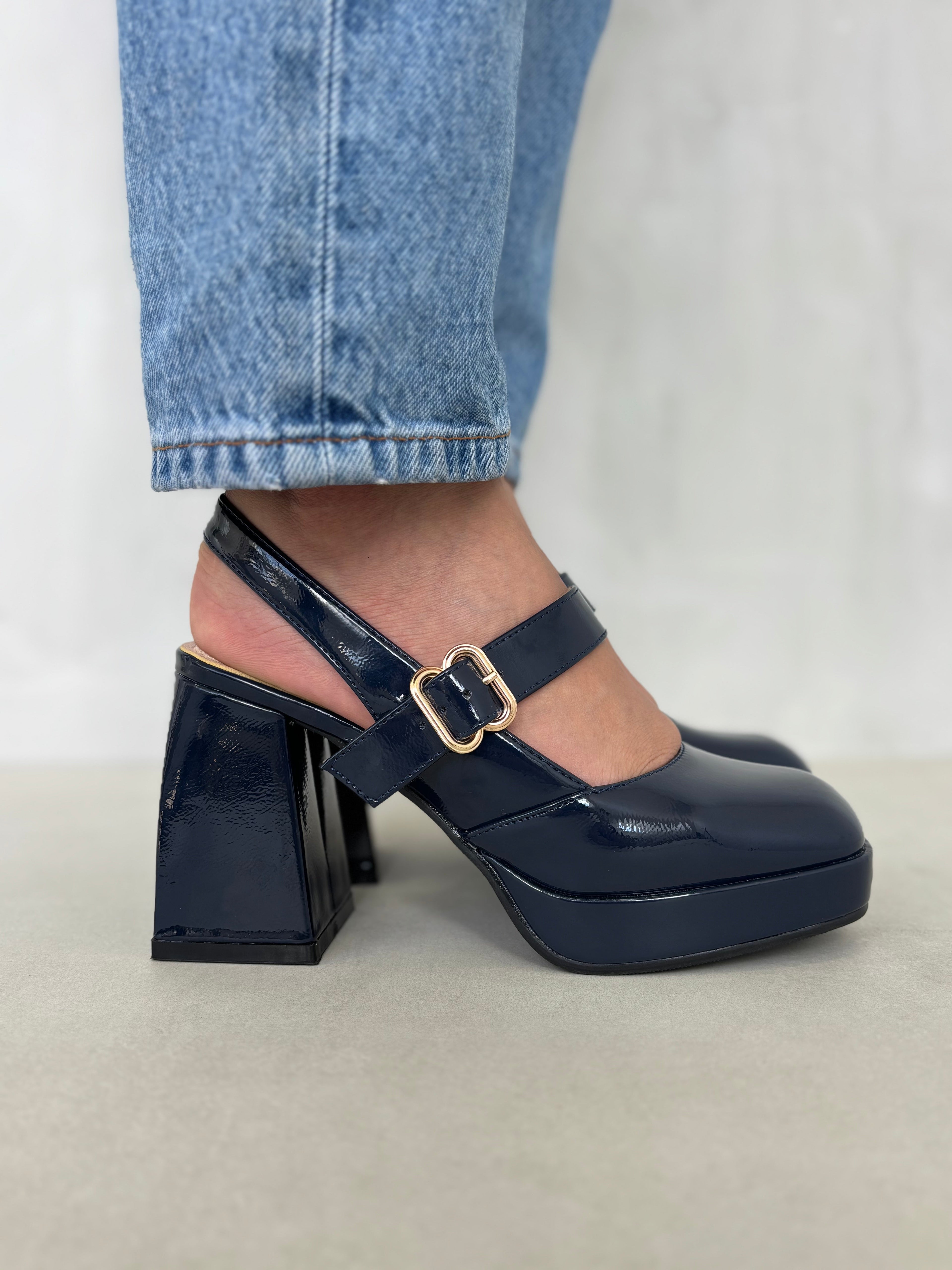 Zapato De Tacón Mary Jane Charolado Con Plataforma – Toque Vintage Para Mujer 13762