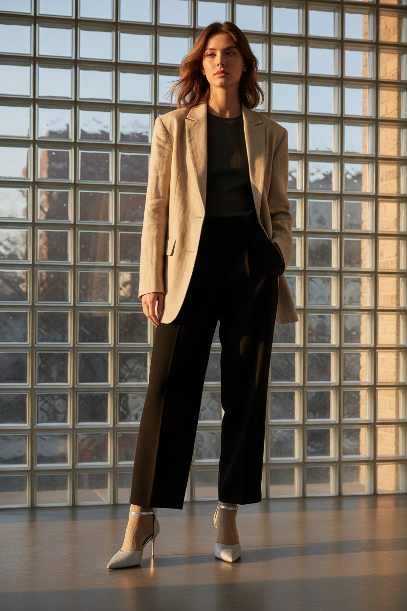 Tacones Plateados Modernos con Punta Fina, Acabado Brillante y Pulsera Ajustable – 14573