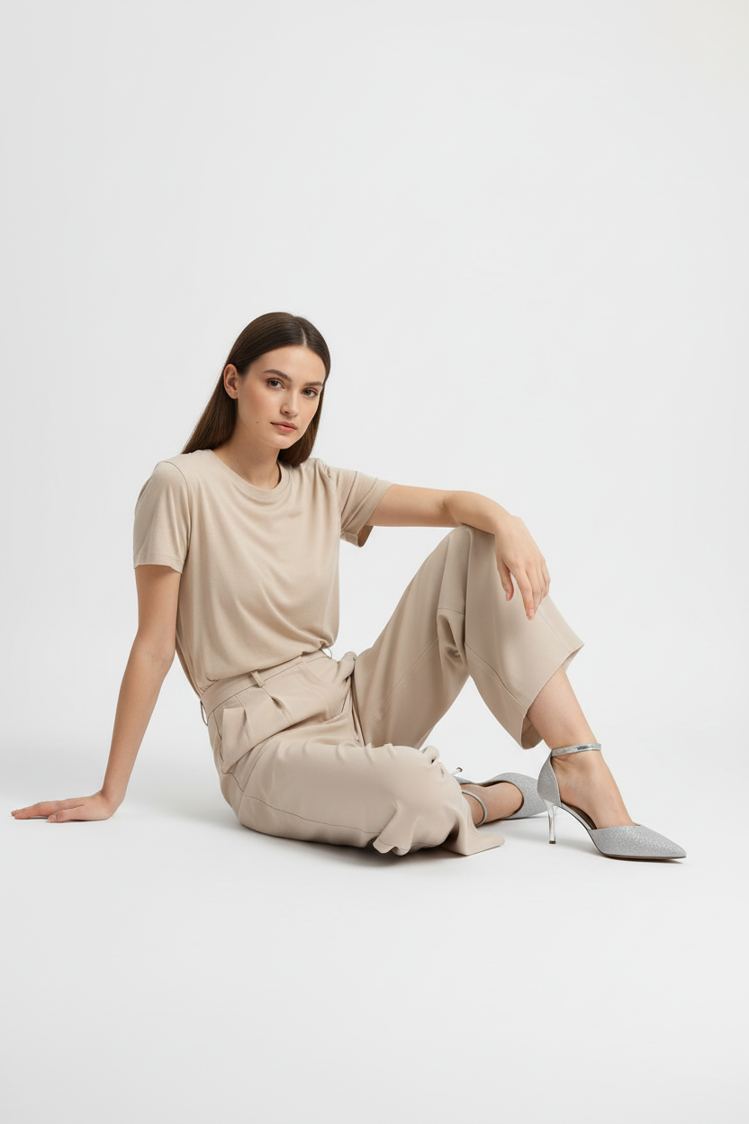 Tacones Plateados Modernos con Punta Fina, Acabado Brillante y Pulsera Ajustable – 14573