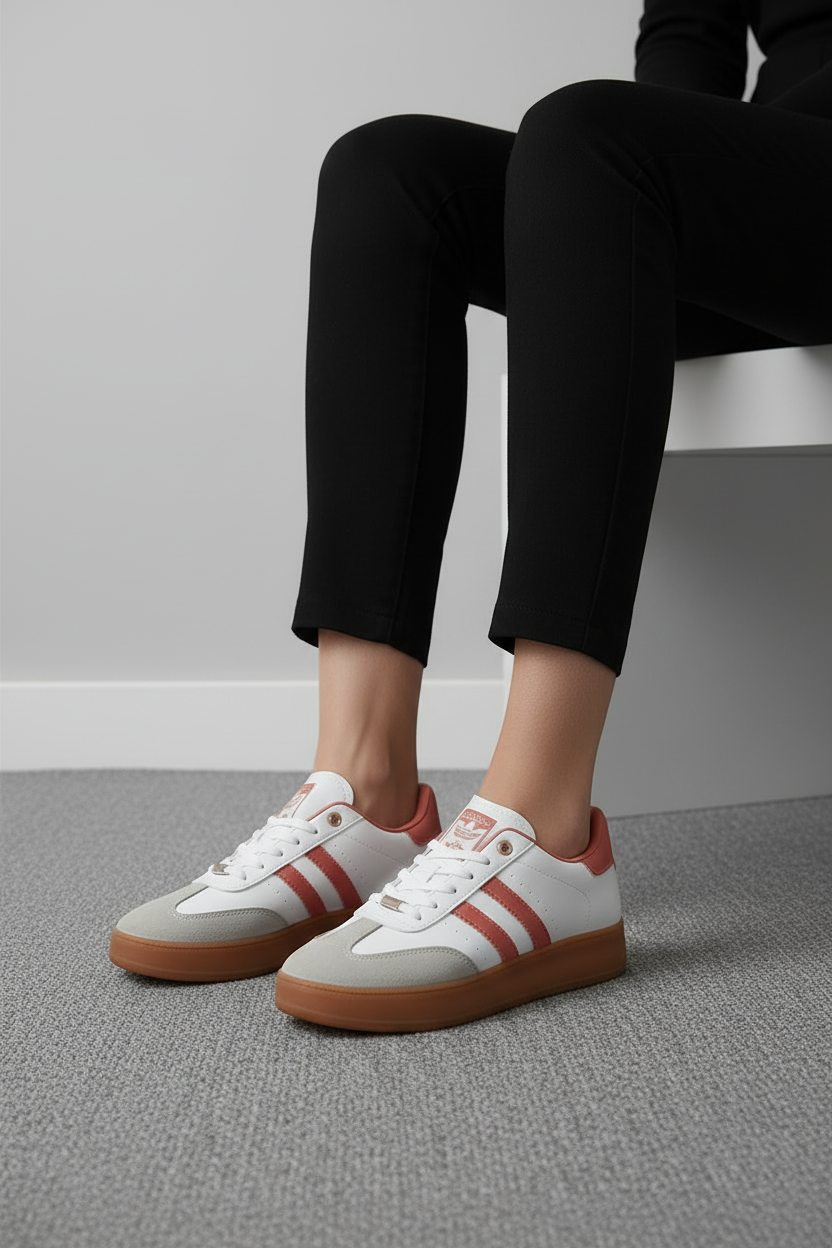 Tenis Casual Mujer Tonos Negro Blanco Gris Urbano Suela Contraste Marrón – 13373