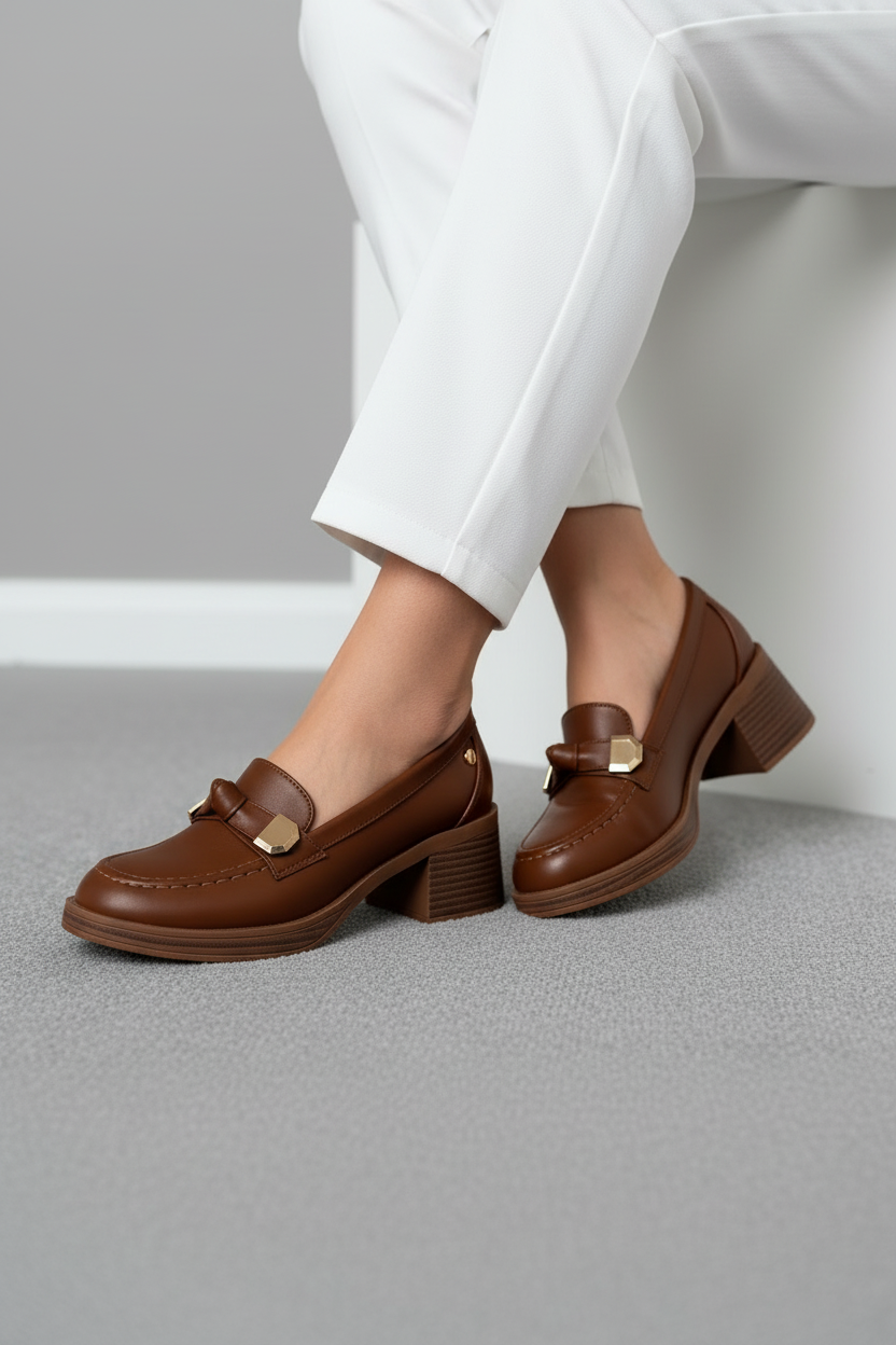 Mocasines De Tacón Rosa Detallista 14007 Con Tacón Bloque Medio Para Estabilidad Y Confort