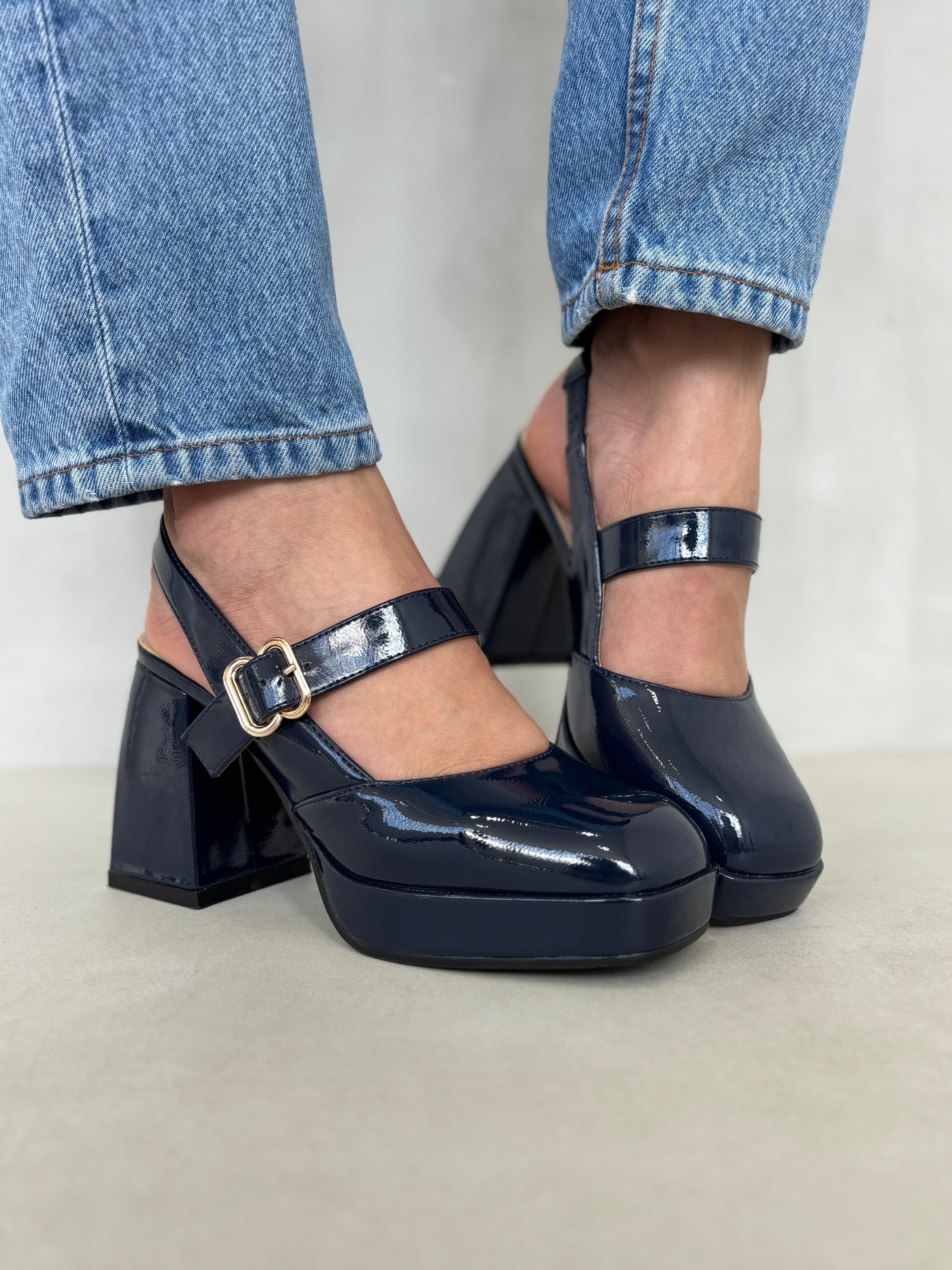 Zapato De Tacón Mary Jane Charolado Con Plataforma – Toque Vintage Para Mujer 13762