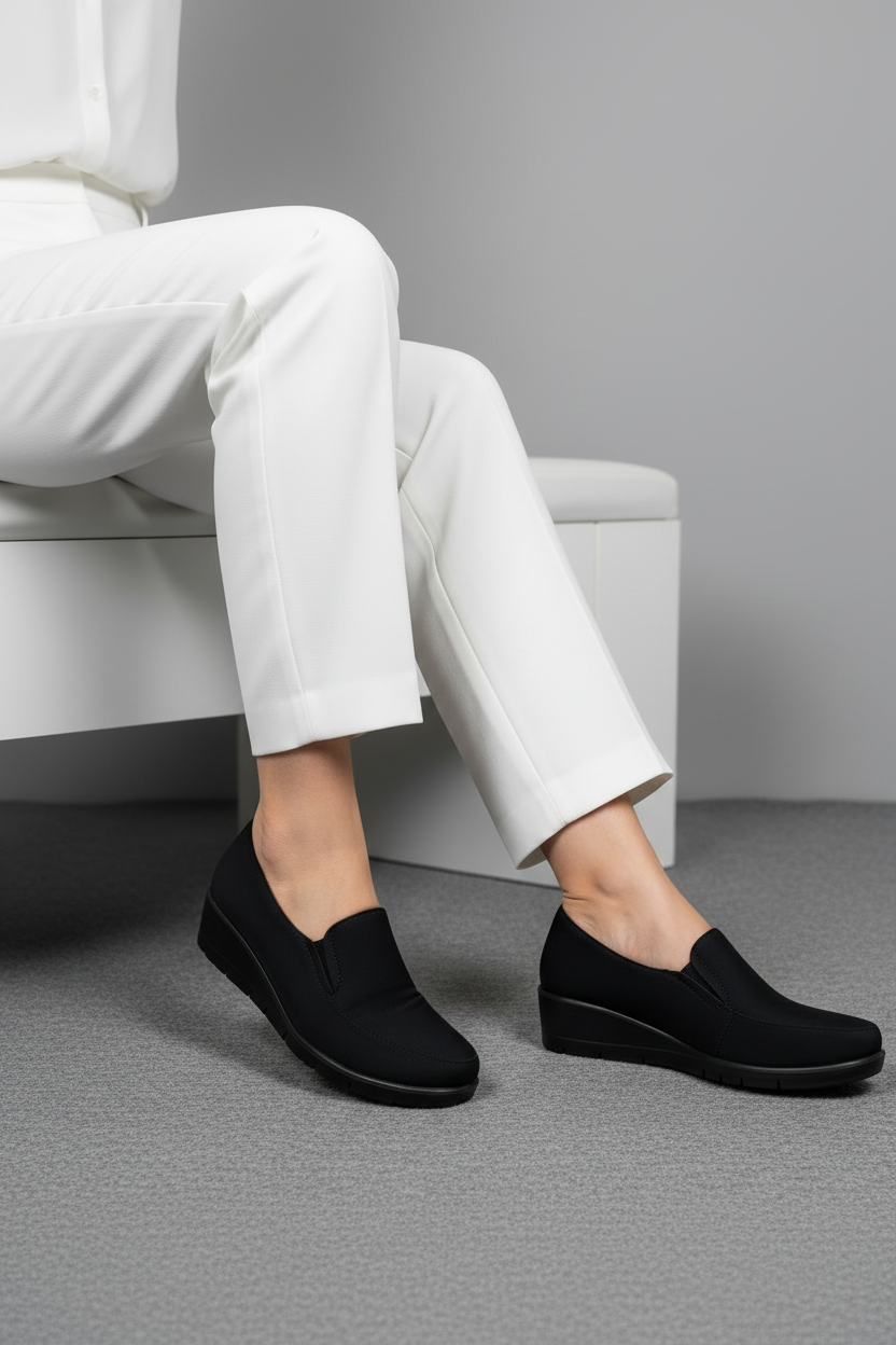 Zapatos Slip On Tejidos Elásticos Con Plataforma 14084 Comodidad Contemporánea Y Estilo Versátil