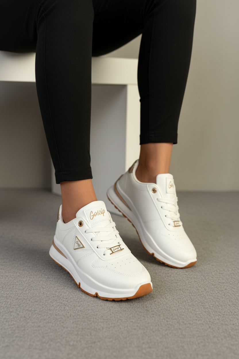 Zapatillas Glam Dorado 14340 Con Plataforma Ligera Y Detalles Metalizados Para Dama Comodidad Todo El Día