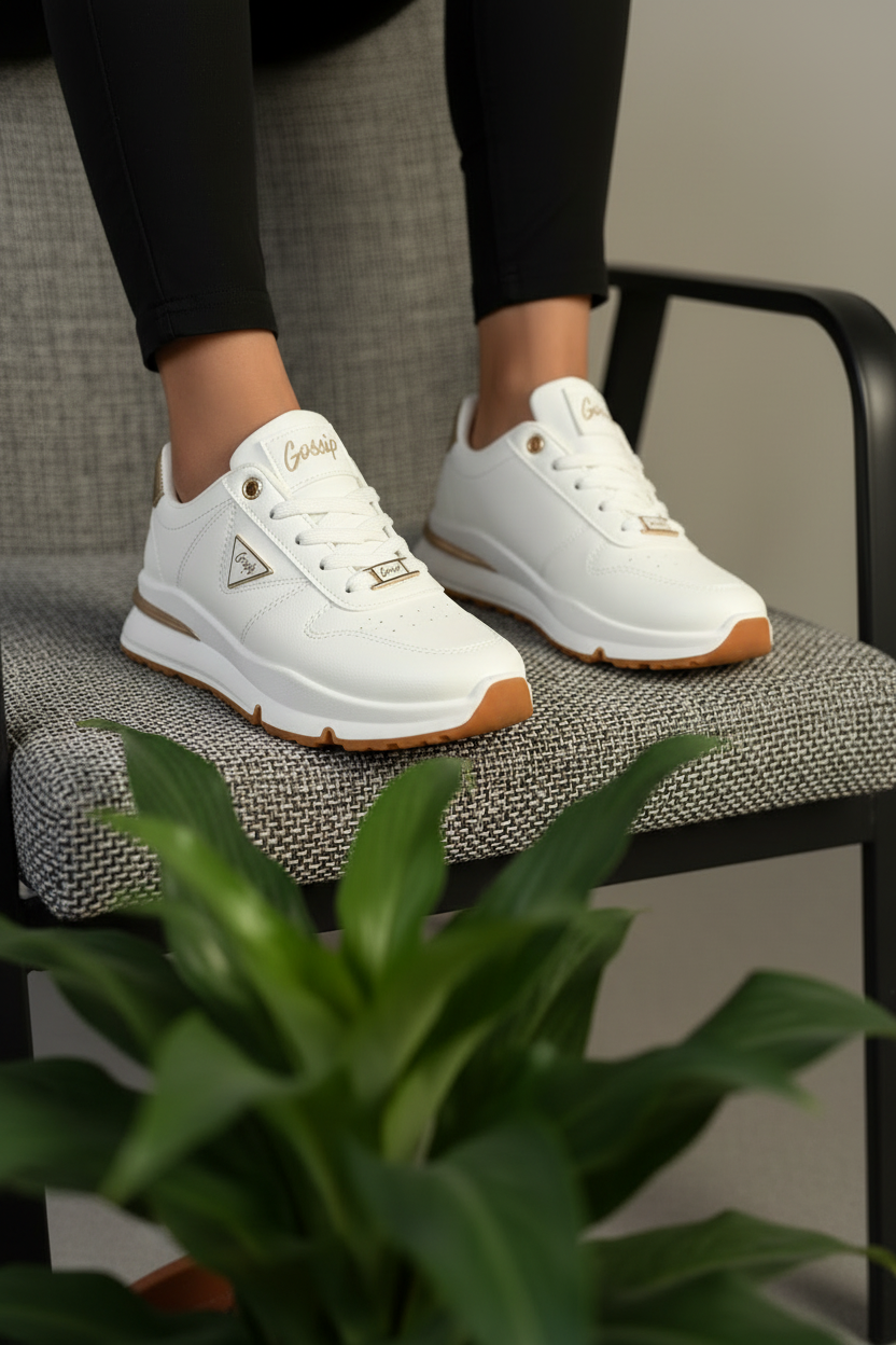 Zapatillas Glam Dorado 14340 Con Plataforma Ligera Y Detalles Metalizados Para Dama Comodidad Todo El Día