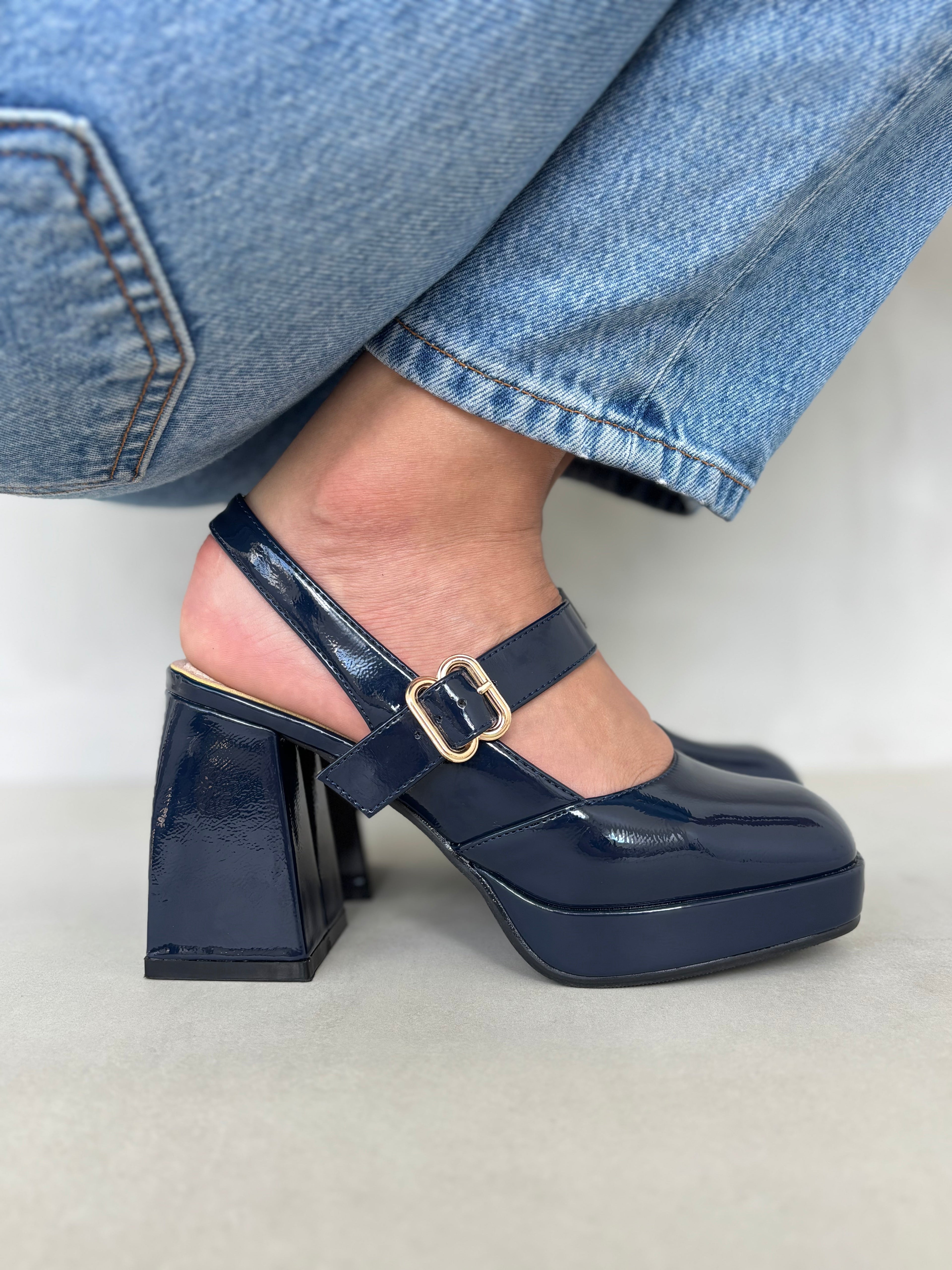 Zapato De Tacón Mary Jane Charolado Con Plataforma – Toque Vintage Para Mujer 13762