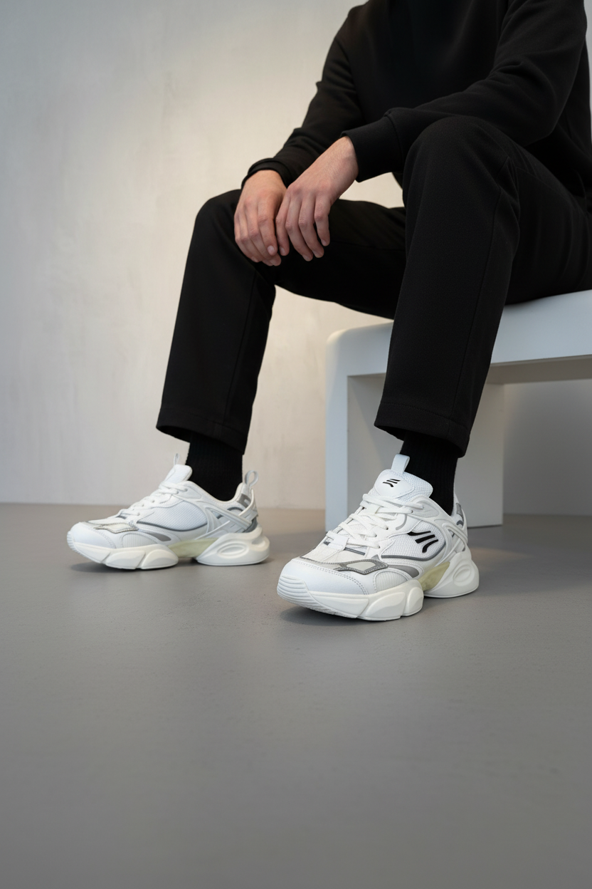 Tenis Off White con Cordones y Lengüeta Acolchada, Silueta Contemporánea, Suela de Goma 14643