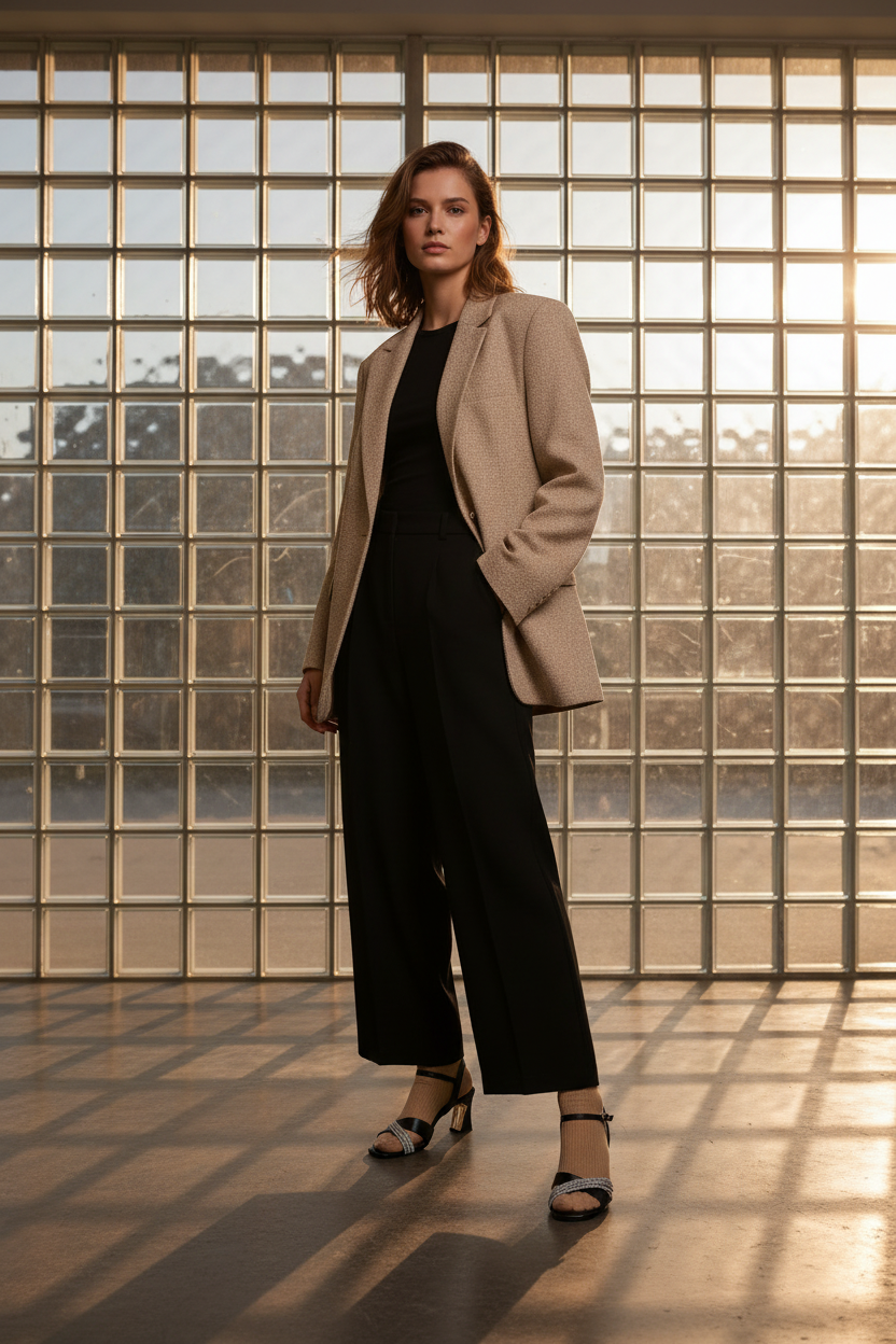 Sandalias Negras con Tacón y Tirantes Brillantes con Detalles Decorativos - 14555